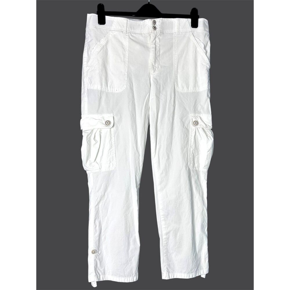 Democracy Womens White Absolution Cargo Pant Sz12 Tummy Control Slimming Utility